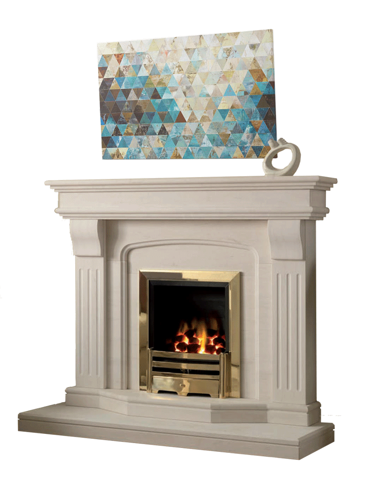 Modern Marble fireplace model sirocco caliza capri stone Contemporary style